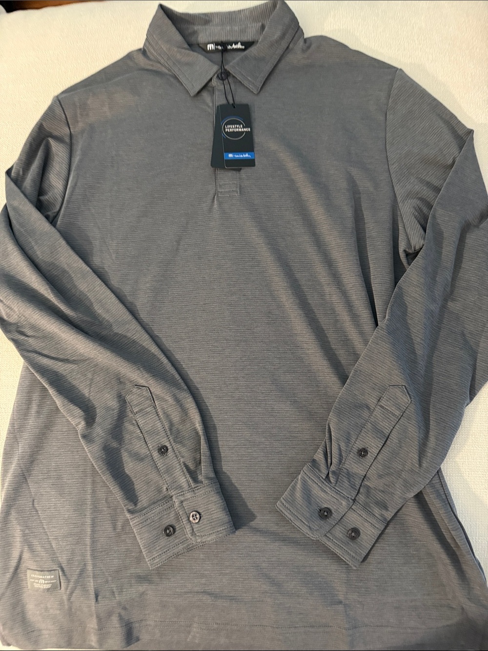 NWT Travis Mathew Long Sleeve Polo Shirt - Gray